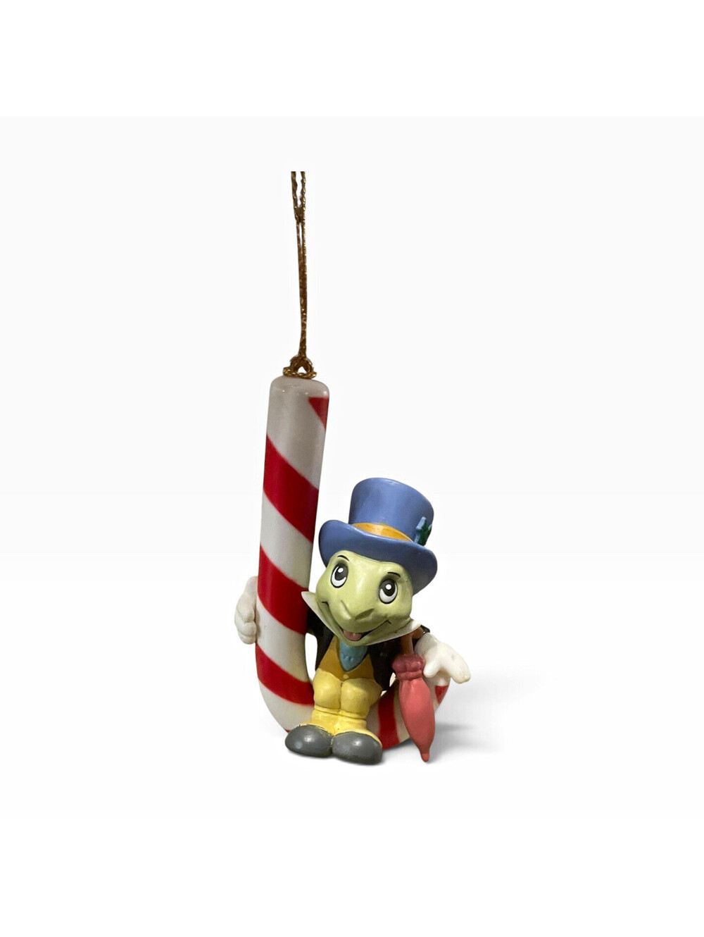 Vintage Disney Grolier Christmas Magic Jiminy Cricket on Candy Cane Ornament NIB
